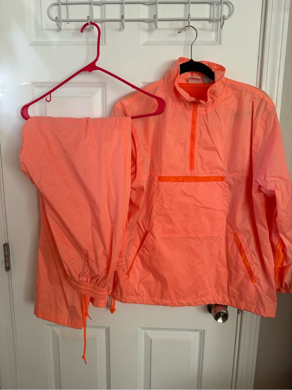Vintage Actra Nylon Windbreaker Set Sz Medium Pink Orange